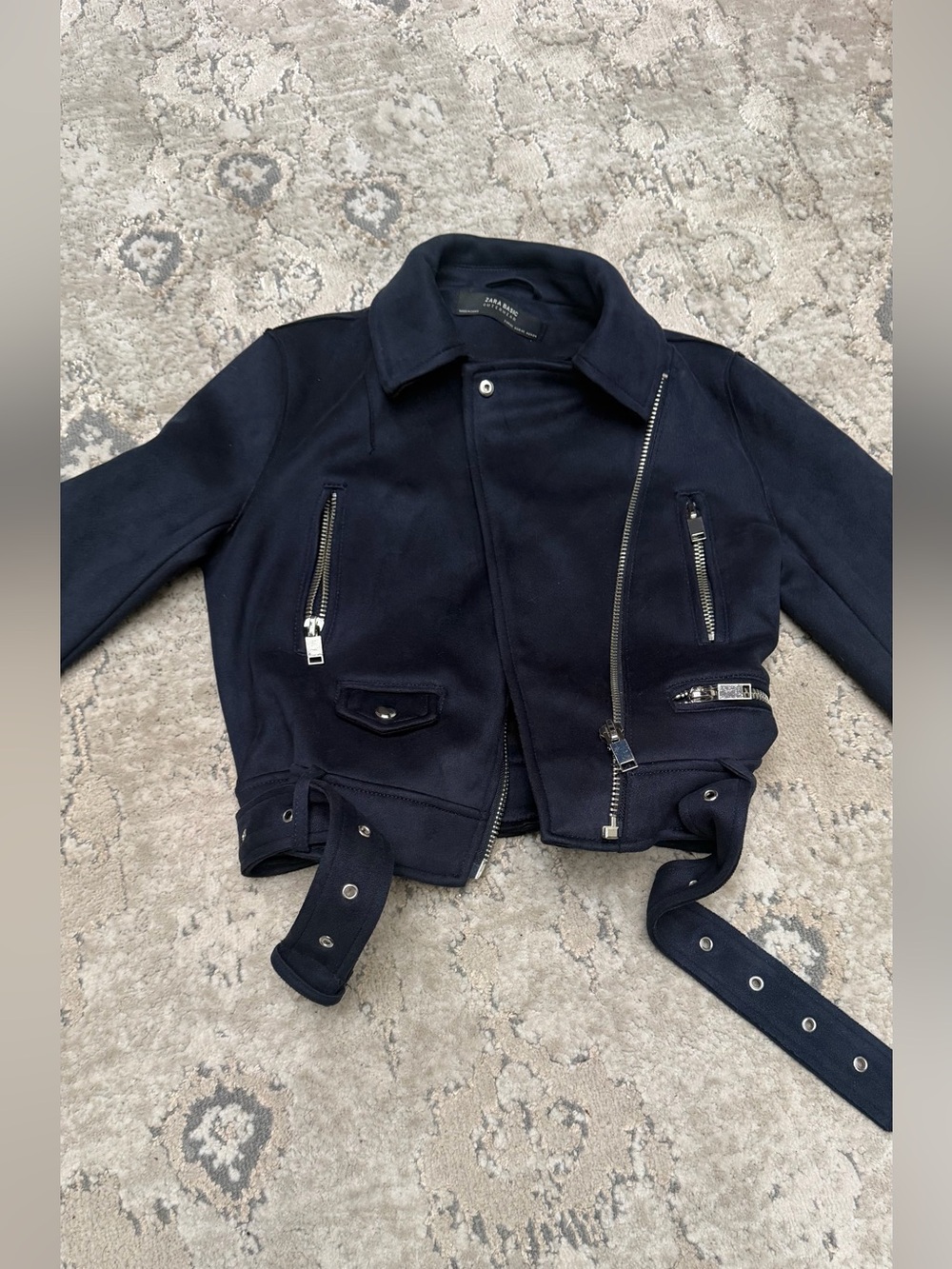 Zara Zip Moto Jacket - Navy